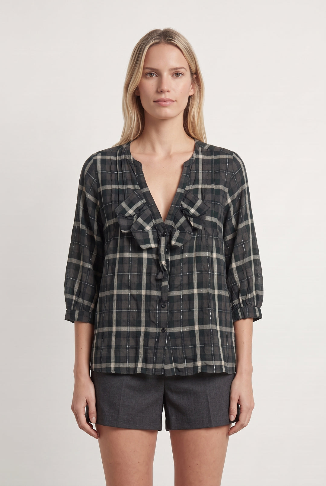 Chemise Verte et Noire - Taille S/36 de la marque Sandro | PARAD117122 - Vendu par Paradigme - Image 1