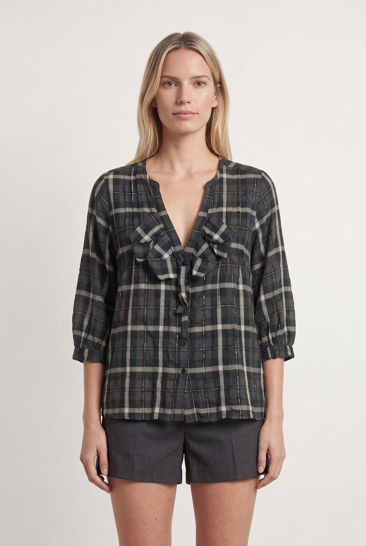 Chemise Verte et Noire - Taille S/36 de la marque Sandro | PARAD117122 - Vendu par Paradigme - Image 1