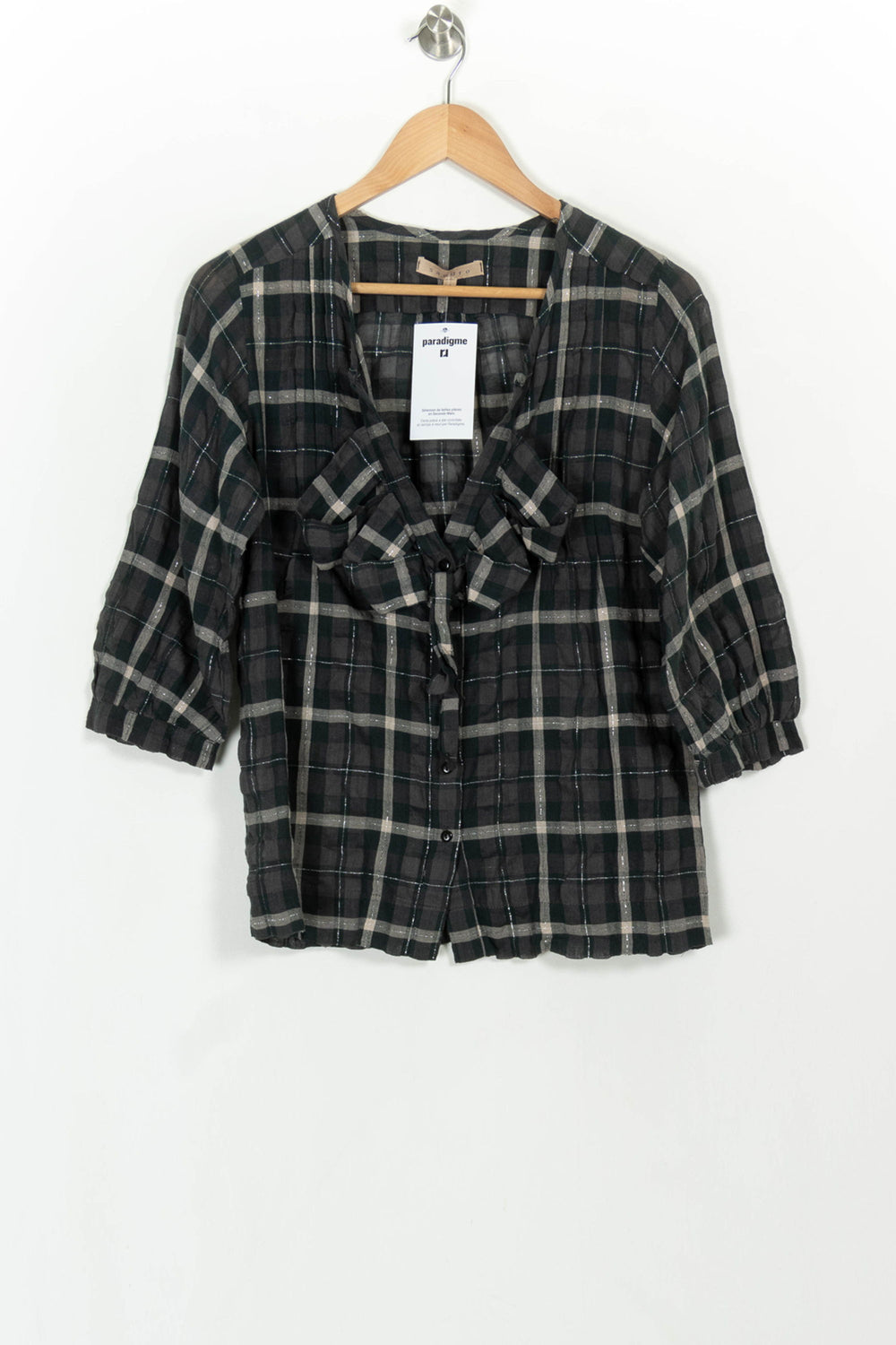 Chemise Verte et Noire - Taille S/36 de la marque Sandro | PARAD117122 - Vendu par Paradigme - Image 2