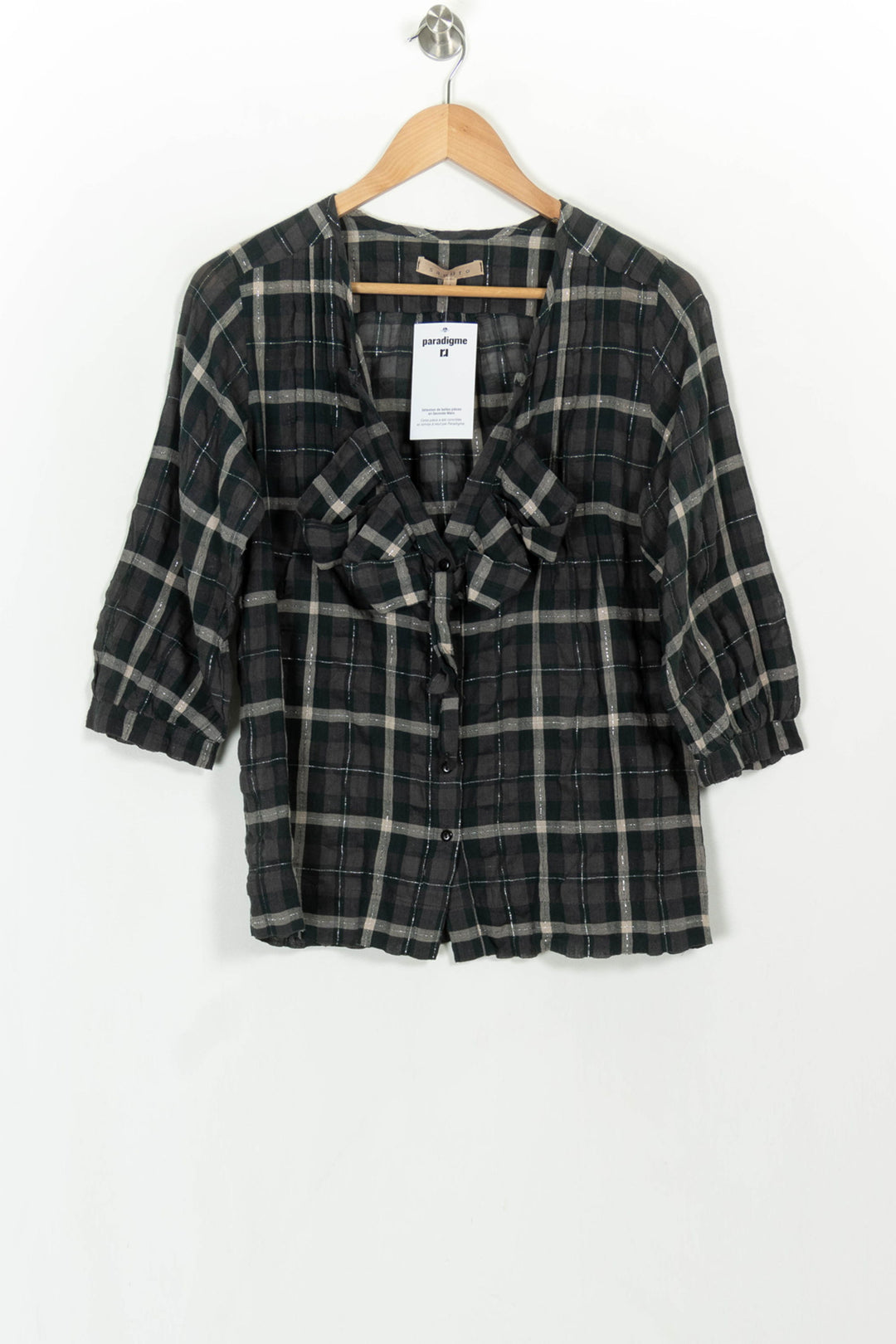 Chemise Verte et Noire - Taille S/36 de la marque Sandro | PARAD117122 - Vendu par Paradigme - Image 2