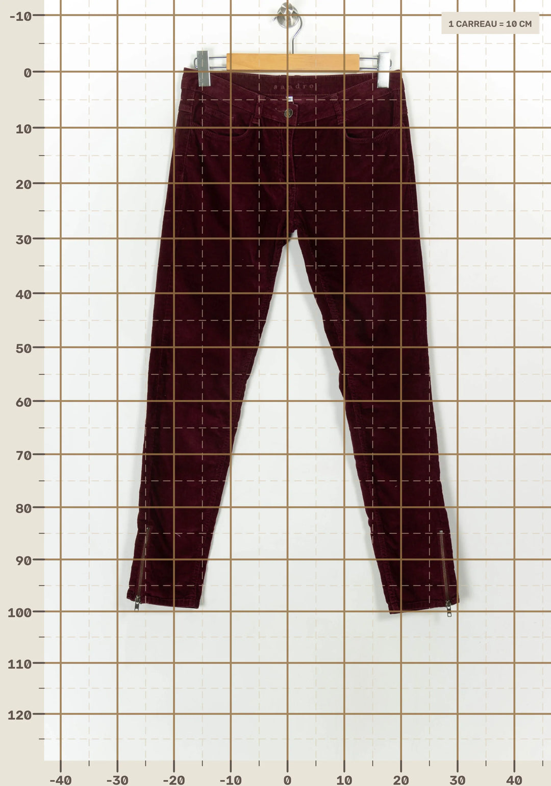 Pantalon Bordeaux - Taille L/40 de la marque Sandro | PARAD117128 - Vendu par Paradigme - Image 4
