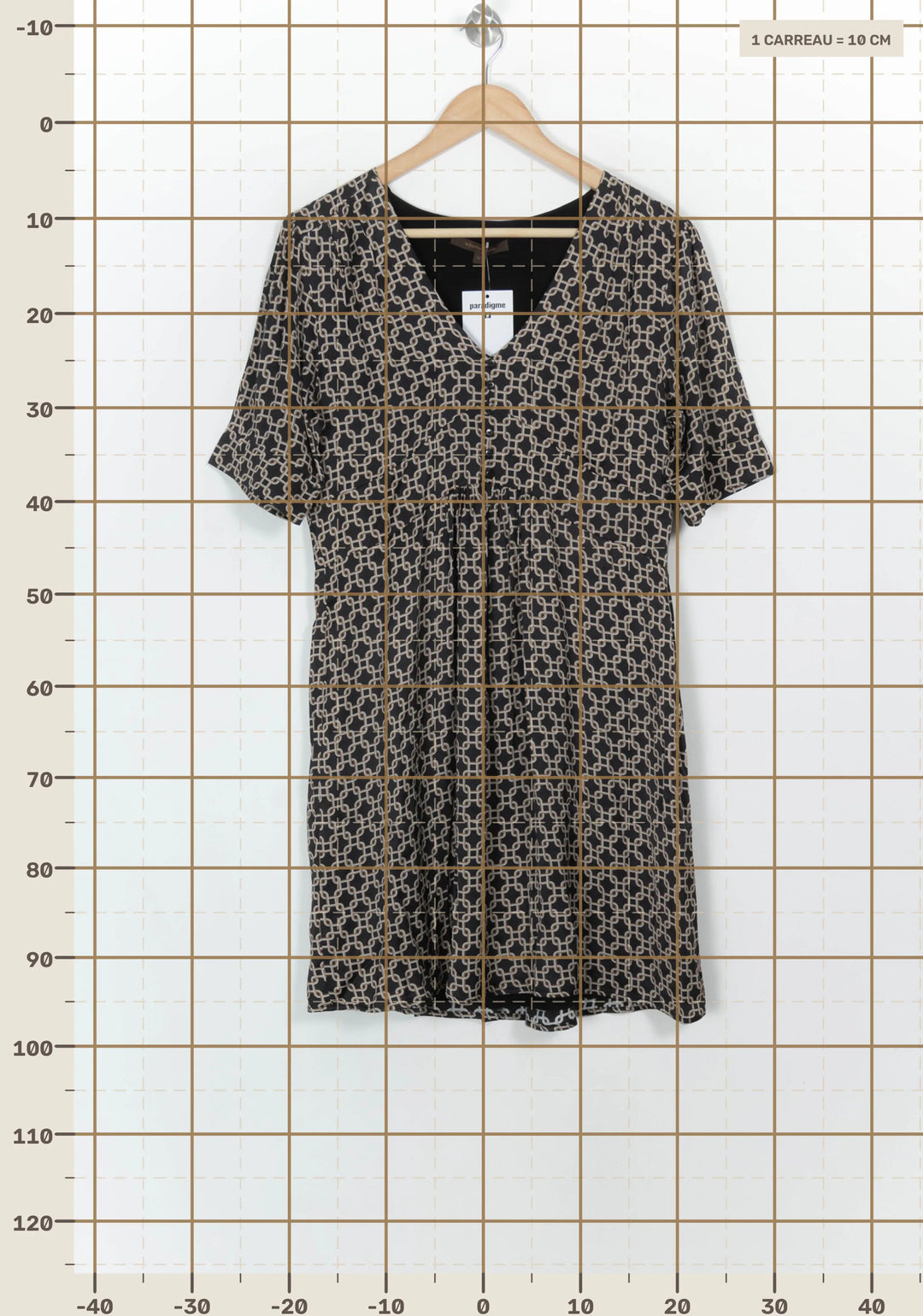 Robe Courte Marron et Noir - Taille XL/42 de la marque La Fée Maraboutée | PARAD117160 - Vendu par Paradigme - Image 4