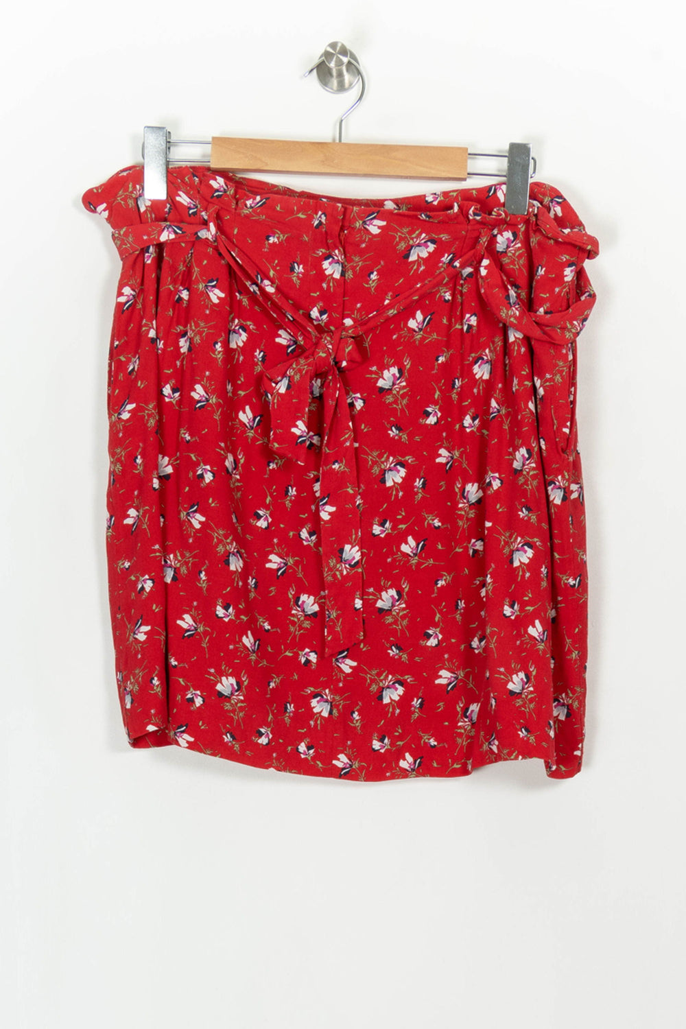Jupe Portefeuille Rouge à Fleurs - Taille XXL/44 de la marque Caroll | PARAD117173 - Vendu par Paradigme - Image 2