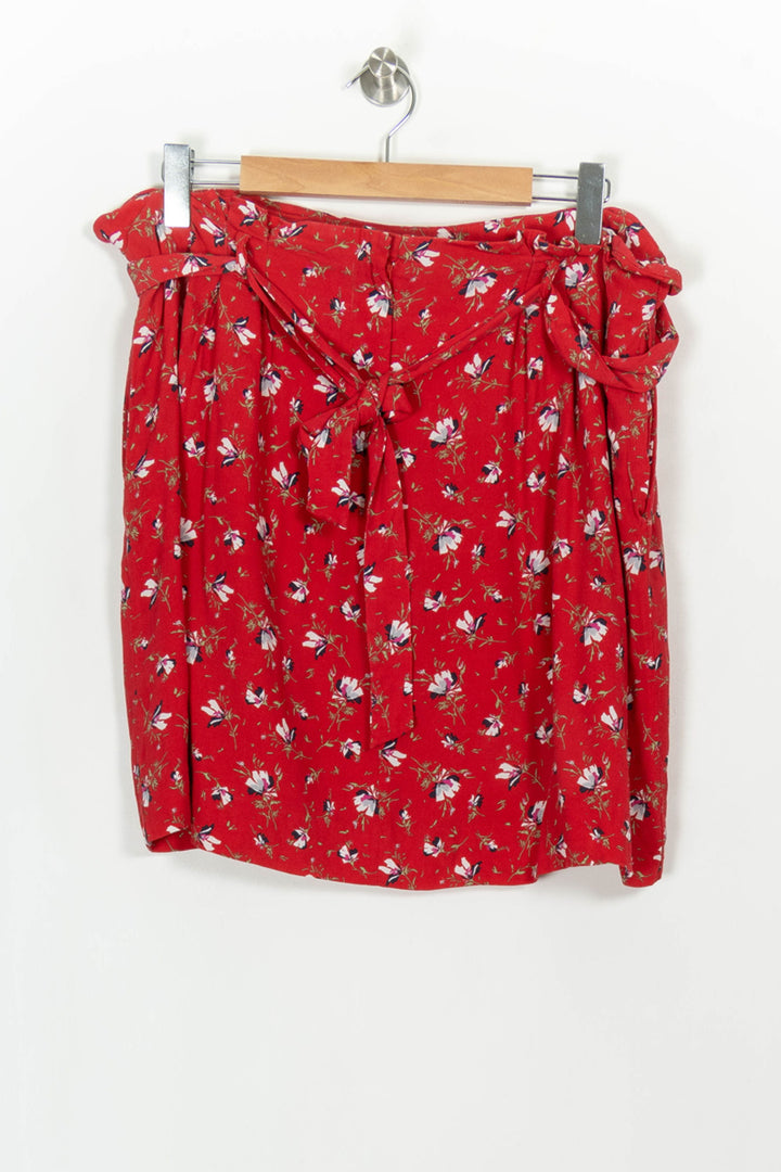 Jupe Portefeuille Rouge à Fleurs - Taille XXL/44 de la marque Caroll | PARAD117173 - Vendu par Paradigme - Image 2