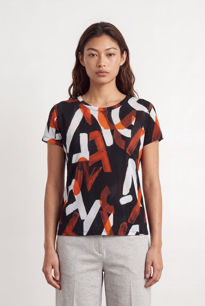 Tee-shirt Noir et Orange - Taille S/36 de la marque Sandro | PARAD117185 - Vendu par Paradigme - Image 1