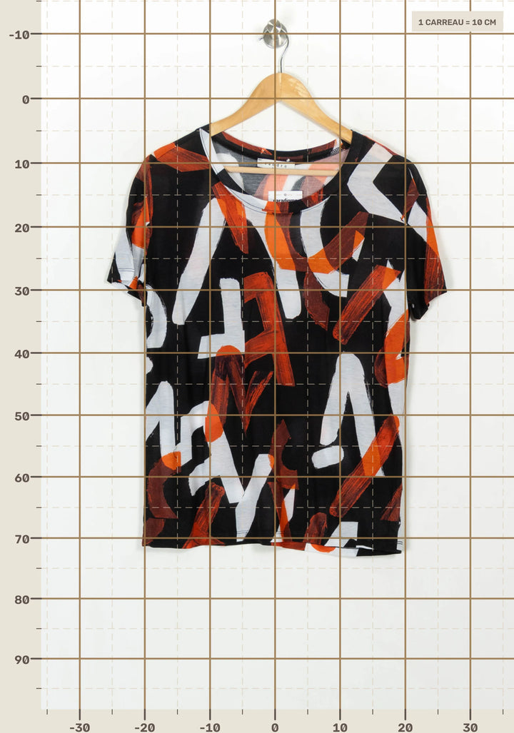 Tee-shirt Noir et Orange - Taille S/36 de la marque Sandro | PARAD117185 - Vendu par Paradigme - Image 4