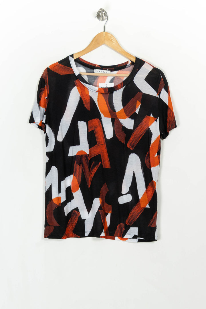 Tee-shirt Noir et Orange - Taille S/36 de la marque Sandro | PARAD117185 - Vendu par Paradigme - Image 2