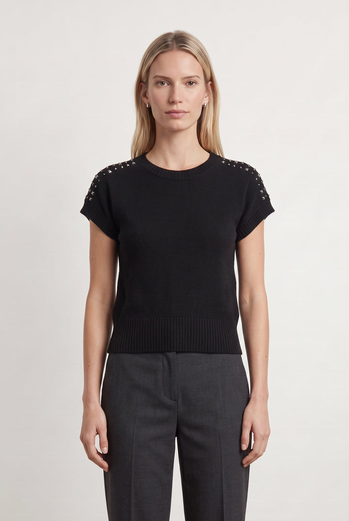 Pull Manches Courtes Noir - Taille S/36 de la marque Caroll | PARAD117188 - Vendu par Paradigme - Image 1