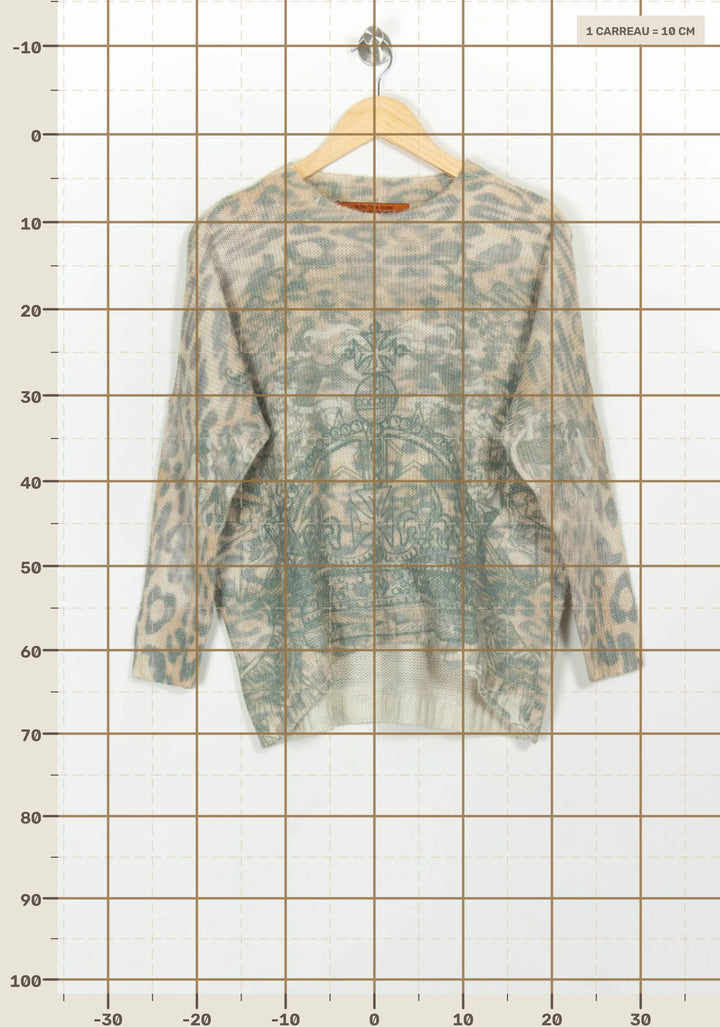 Pull Beige et Vert - Taille L/40 de la marque La Fée Maraboutée | PARAD117190 - Vendu par Paradigme - Image 4