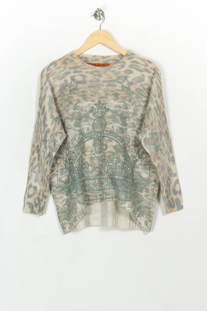Pull Beige et Vert - Taille L/40 de la marque La Fée Maraboutée | PARAD117190 - Vendu par Paradigme - Image 2