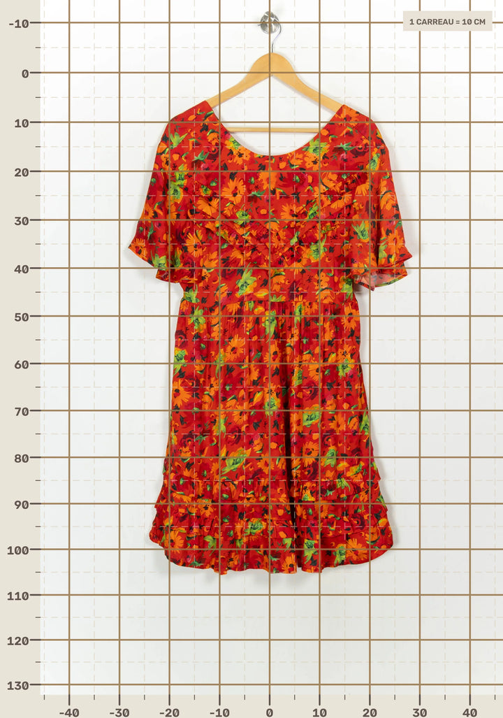 Robe Fleurie Rouge et Jaune - Taille XL/42 de la marque Maison Stella &amp; Suzie | PARAD117194 - Vendu par Paradigme - Image 4