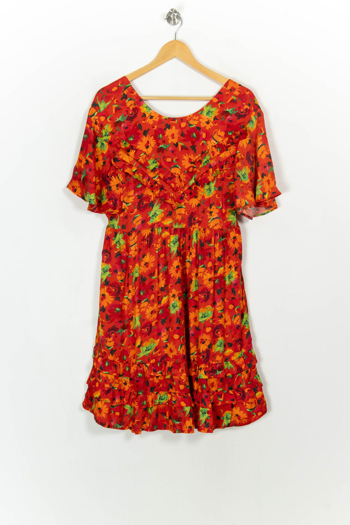 Robe Fleurie Rouge et Jaune - Taille XL/42 de la marque Maison Stella &amp; Suzie | PARAD117194 - Vendu par Paradigme - Image 2