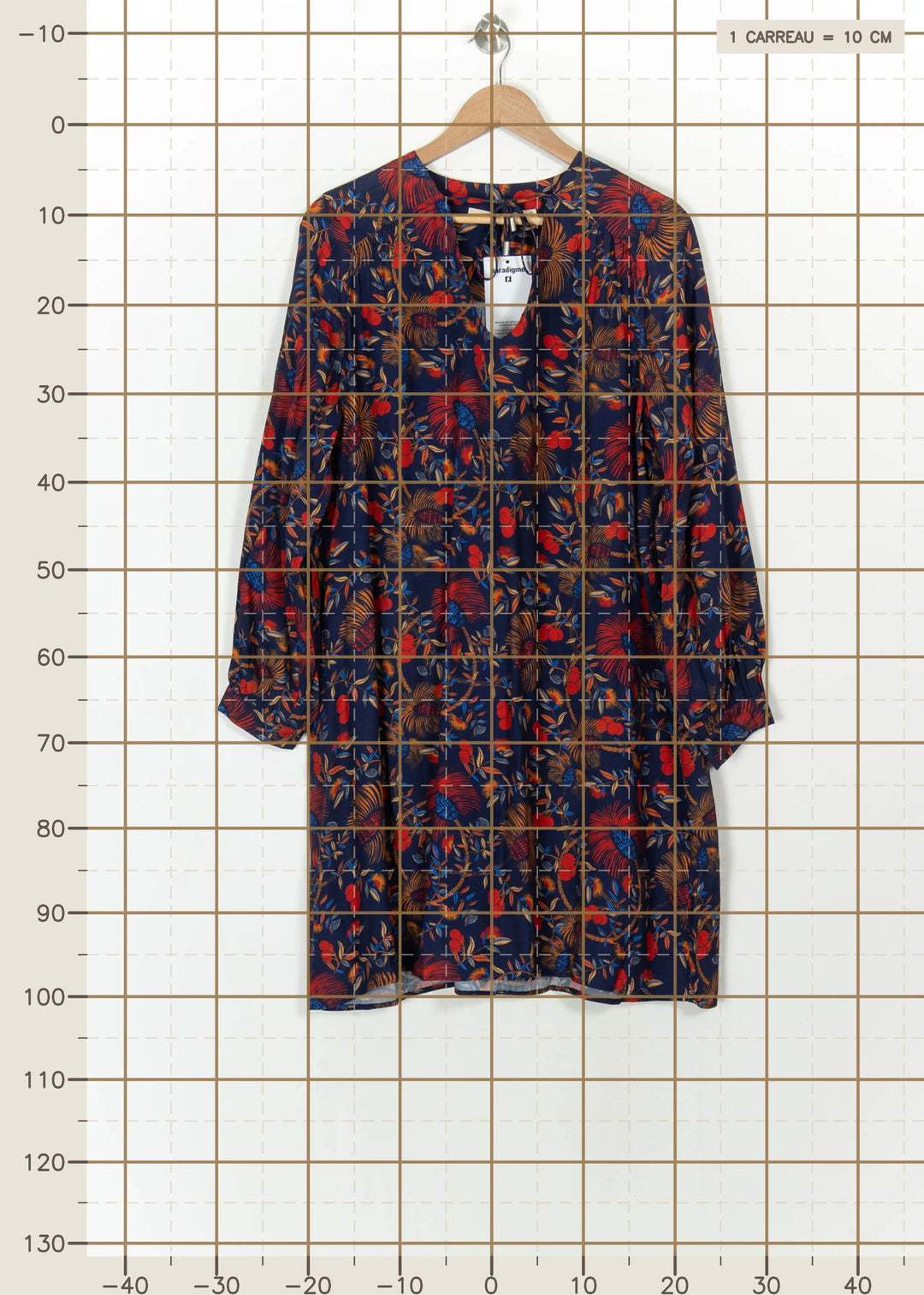 Robe Fleurie Bleu et Rouge - Taille L/40 de la marque La Fée Maraboutée | PARAD117334 - Vendu par Paradigme - Image 4