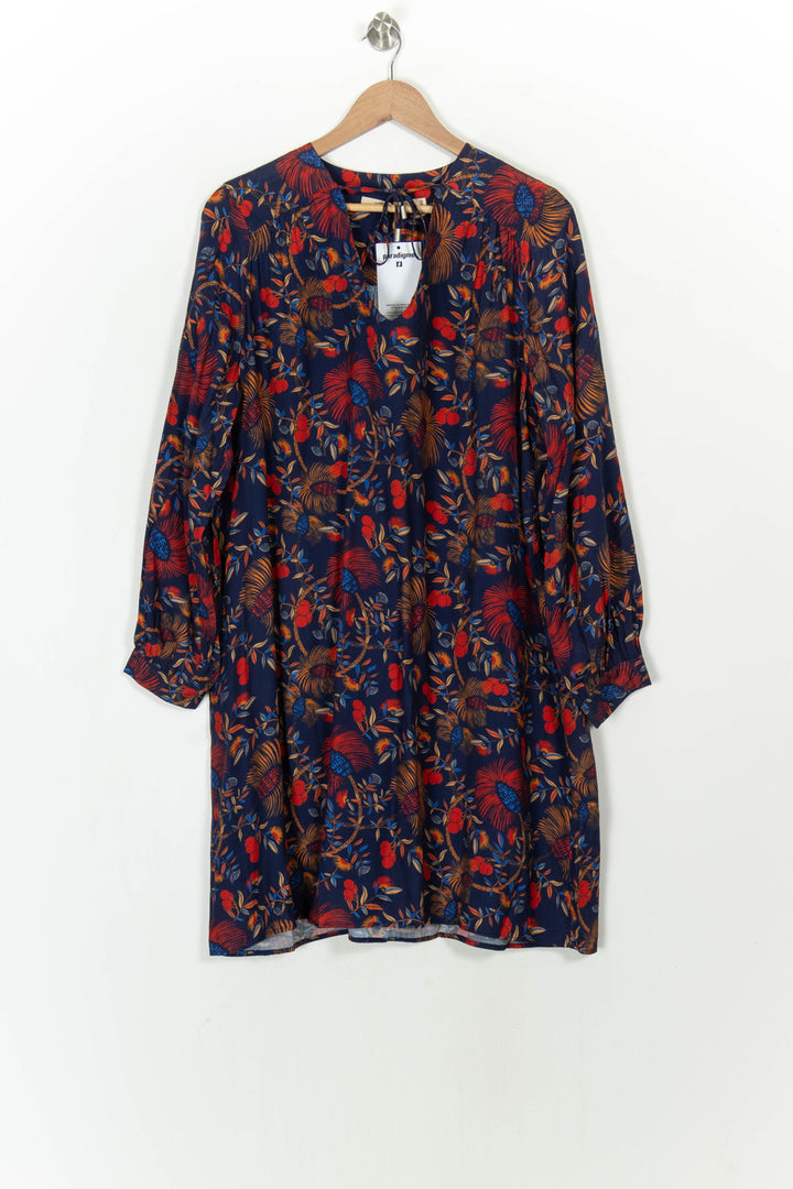 Robe Fleurie Bleu et Rouge - Taille L/40 de la marque La Fée Maraboutée | PARAD117334 - Vendu par Paradigme - Image 2