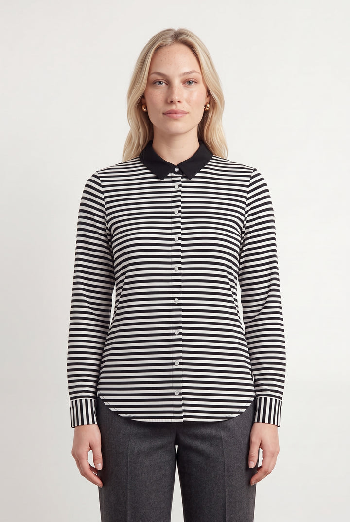 Chemise Rayée Noire et Blanche - Taille L/40 de la marque Bleu Blanc Rouge | PARAD117749 - Vendu par Paradigme - Image 1