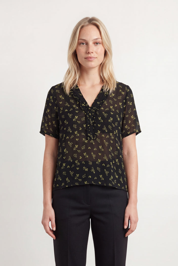 Blouse Noire et Verte - Taille L/40 de la marque Claudie Pierlot | PARAD117759 - Vendu par Paradigme - Image 1