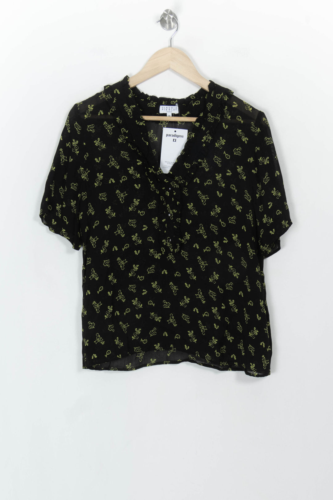 Blouse Noire et Verte - Taille L/40 de la marque Claudie Pierlot | PARAD117759 - Vendu par Paradigme - Image 2