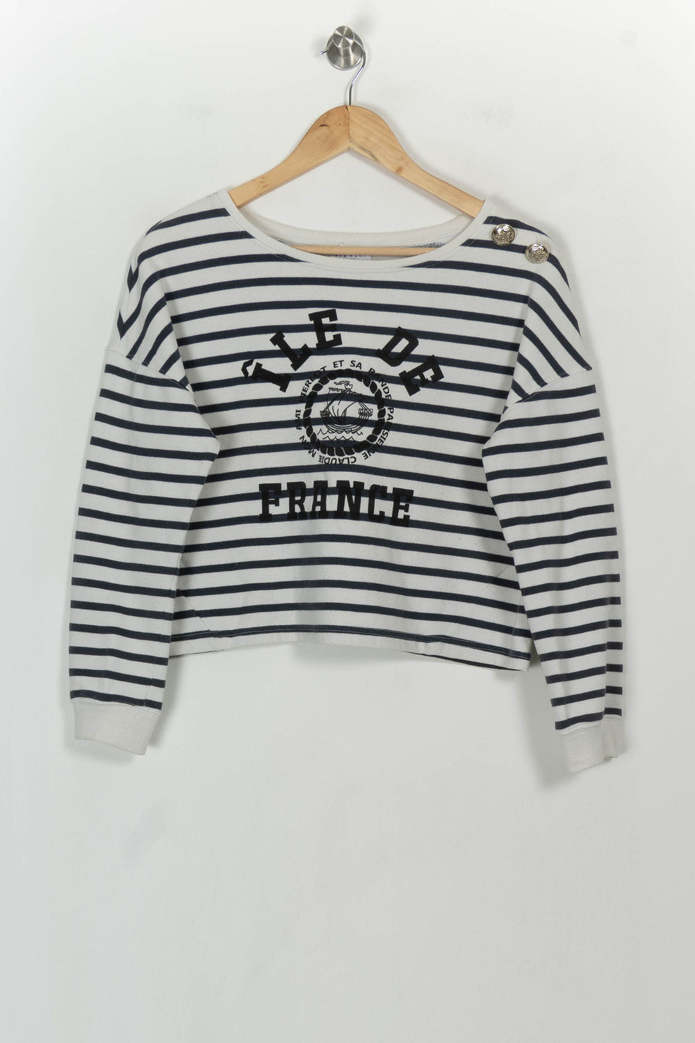 Marinière Blanc et Bleu - Taille S/36 de la marque Claudie Pierlot | PARAD117819 - Vendu par Paradigme - Image 2