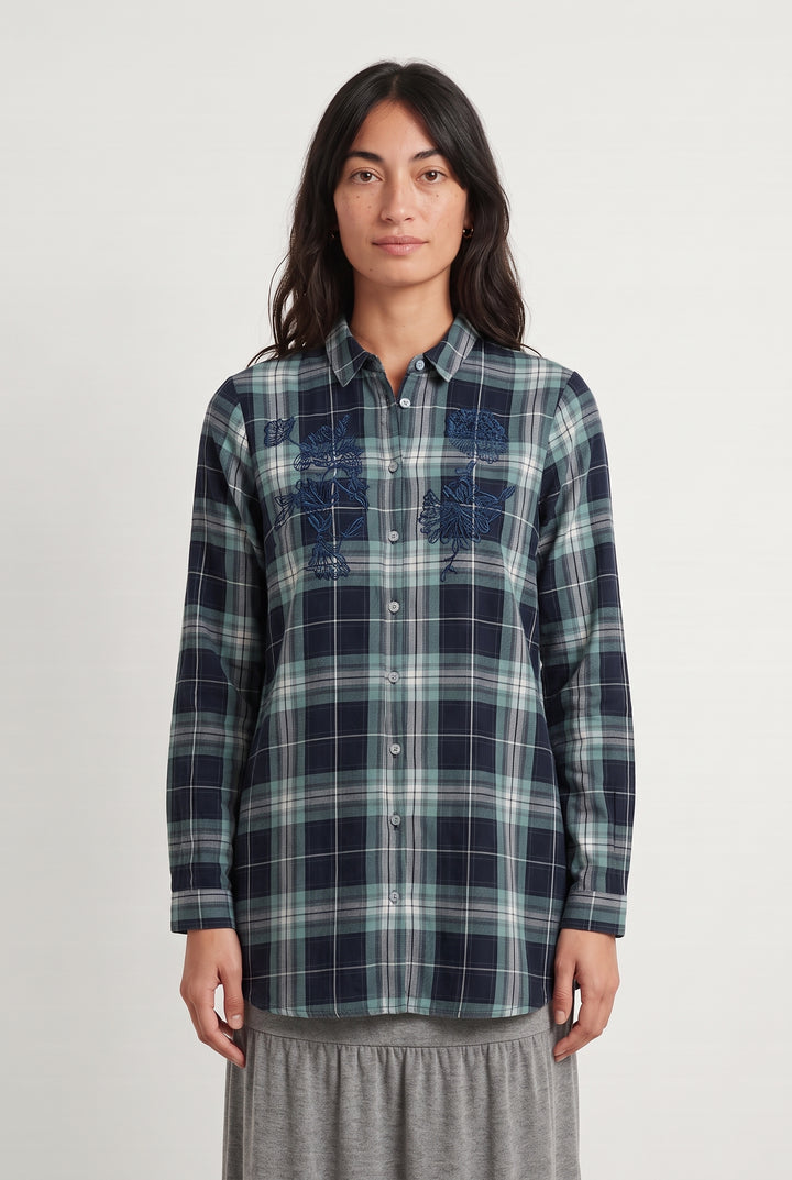 Chemise à Carreaux Verte et Bleue - Taille M/38 de la marque Caroll | PARAD117826 - Vendu par Paradigme - Image 1