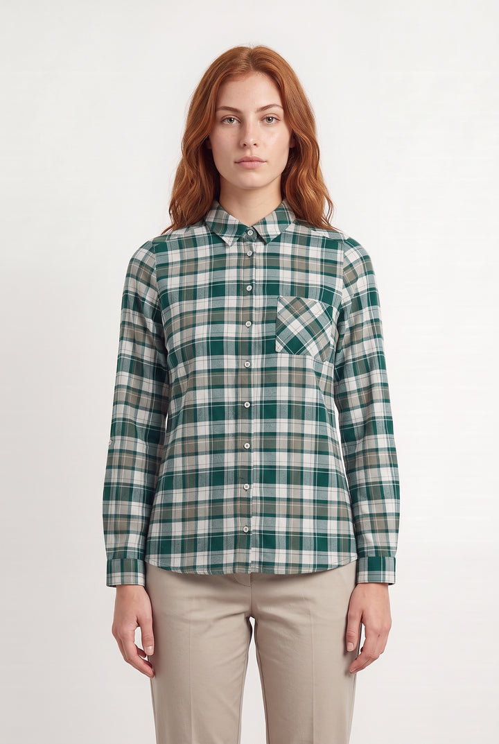 Chemise à Carreaux Verte et Blanche - Taille M/38 de la marque Caroll | PARAD117827 - Vendu par Paradigme - Image 1