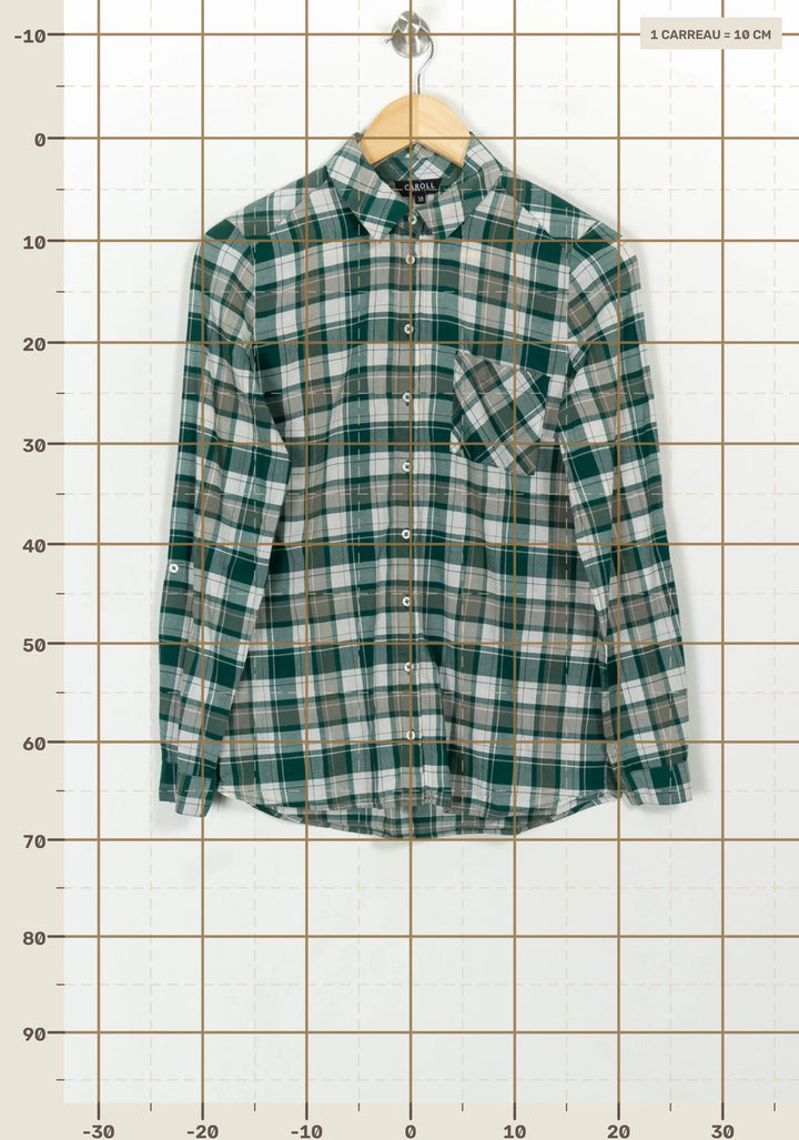Chemise à Carreaux Verte et Blanche - Taille M/38 de la marque Caroll | PARAD117827 - Vendu par Paradigme - Image 4