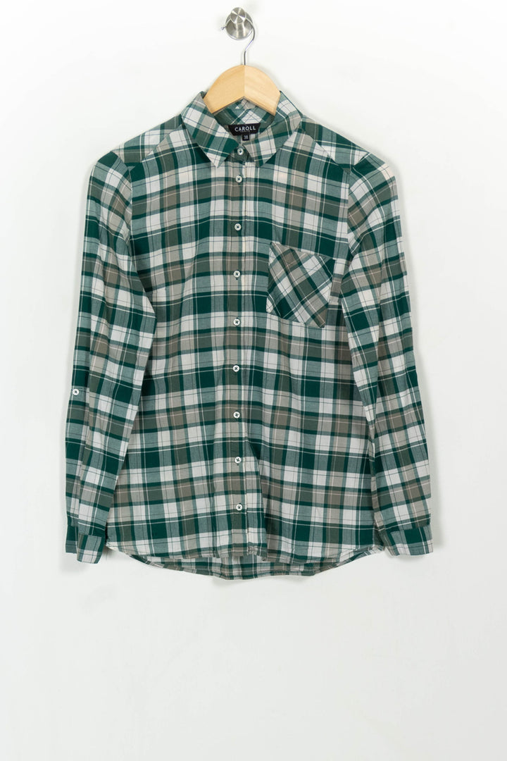 Chemise à Carreaux Verte et Blanche - Taille M/38 de la marque Caroll | PARAD117827 - Vendu par Paradigme - Image 2