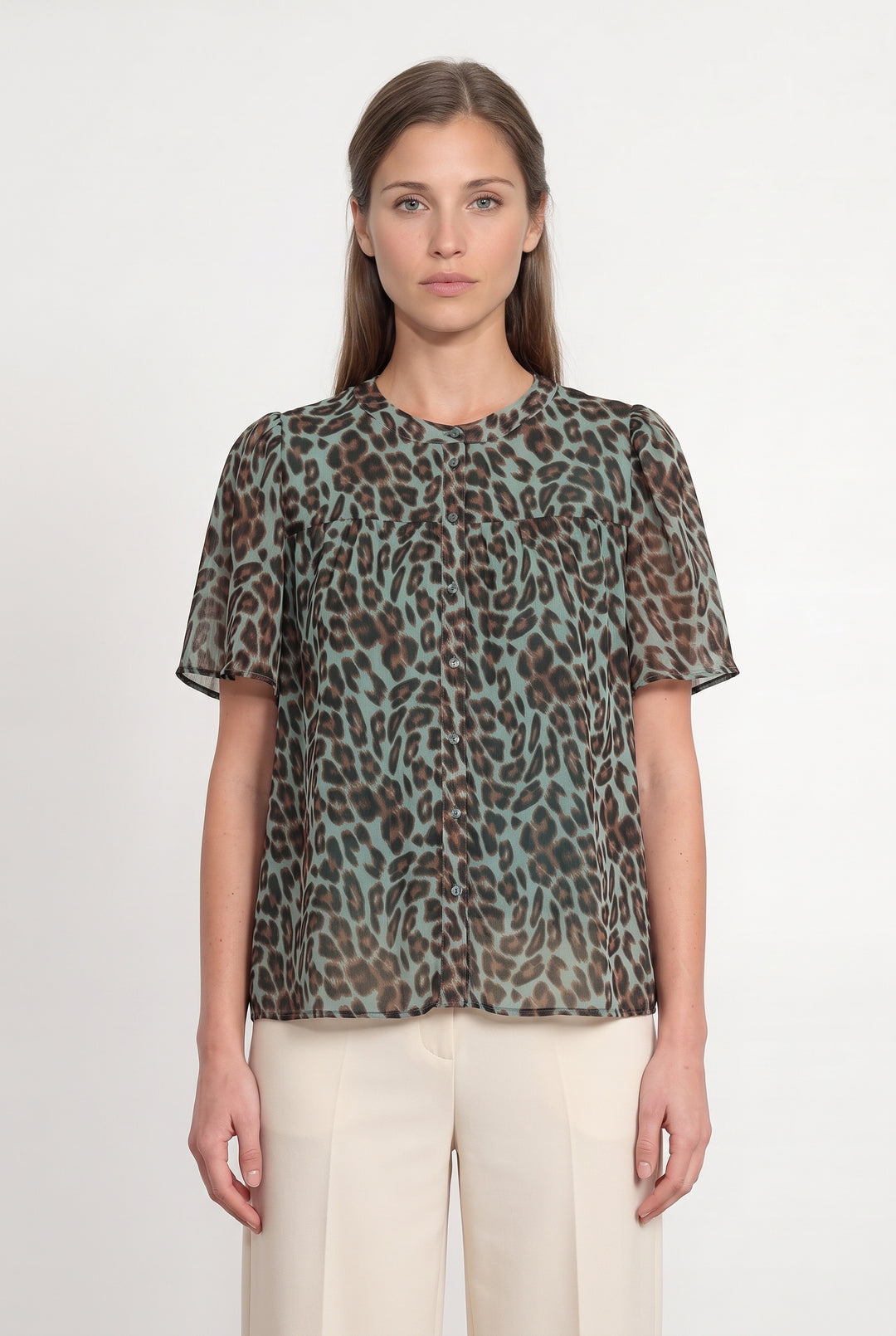 Blouse Verte et Marron - Taille M/38 de la marque Sud express | PARAD117842 - Vendu par Paradigme - Image 1
