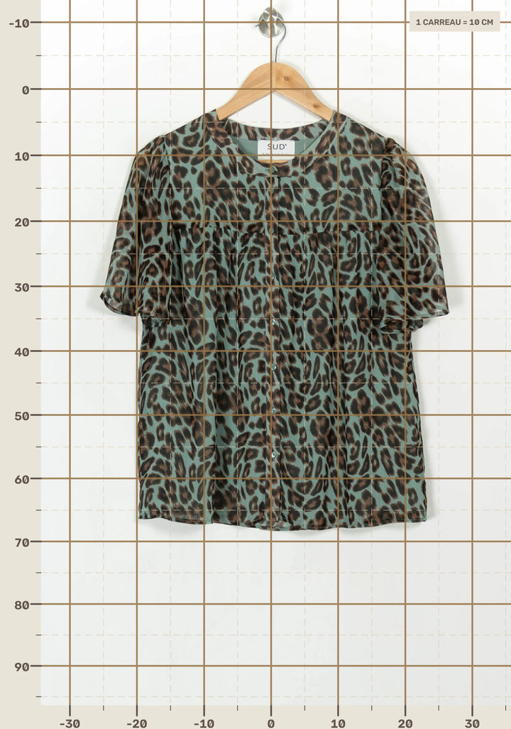 Blouse Verte et Marron - Taille M/38 de la marque Sud express | PARAD117842 - Vendu par Paradigme - Image 4