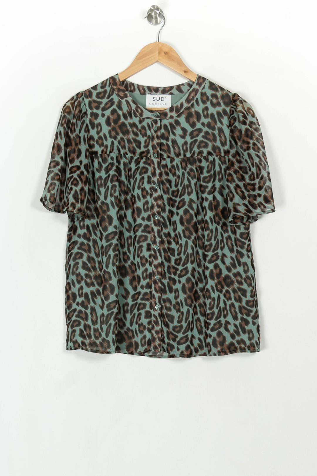 Blouse Verte et Marron - Taille M/38 de la marque Sud express | PARAD117842 - Vendu par Paradigme - Image 2