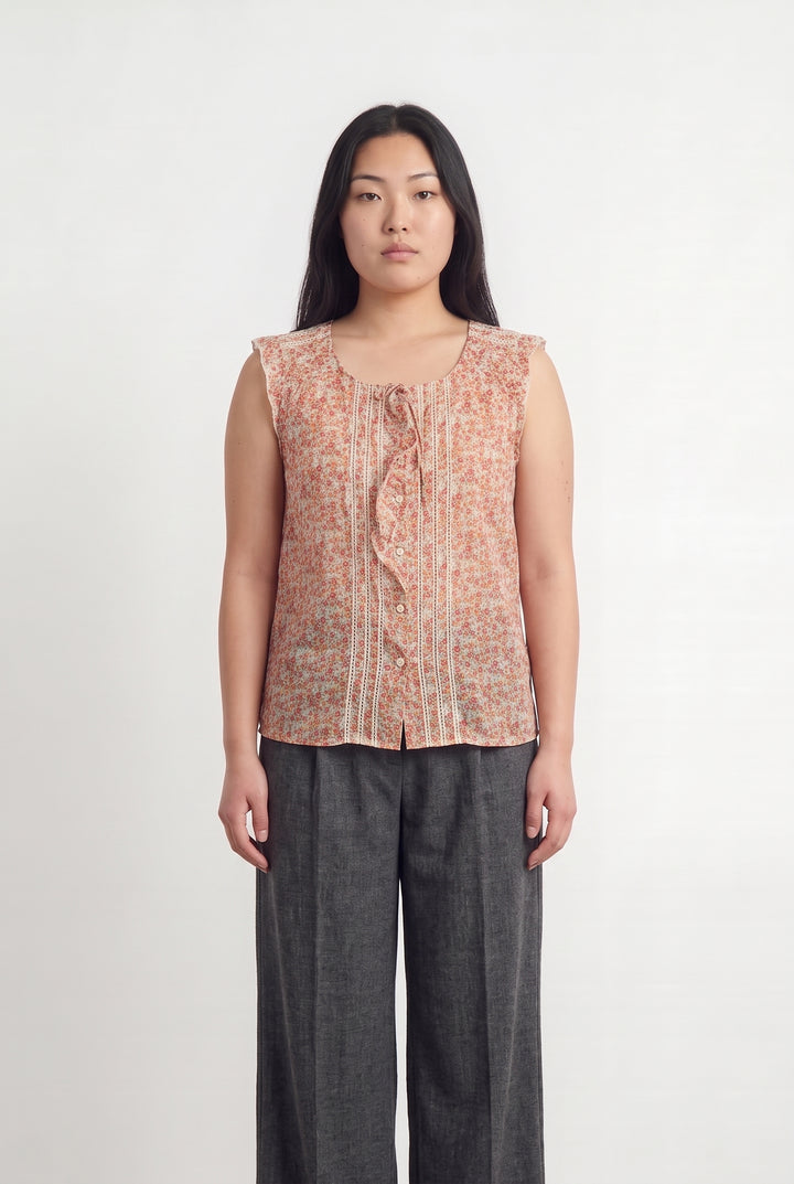 Blouse Fleurie Rose et Blanche - Taille L/40 de la marque Pablo | PARAD117843 - Vendu par Paradigme - Image 1