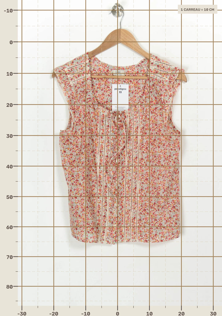 Blouse Fleurie Rose et Blanche - Taille L/40 de la marque Pablo | PARAD117843 - Vendu par Paradigme - Image 4