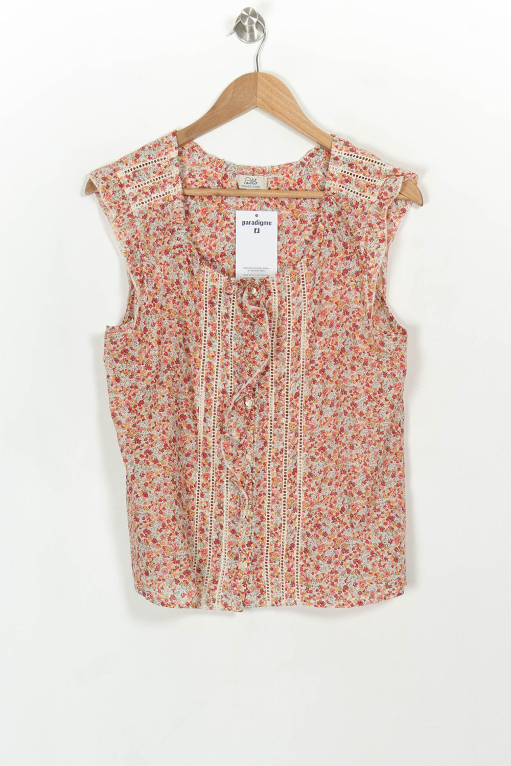 Blouse Fleurie Rose et Blanche - Taille L/40 de la marque Pablo | PARAD117843 - Vendu par Paradigme - Image 2