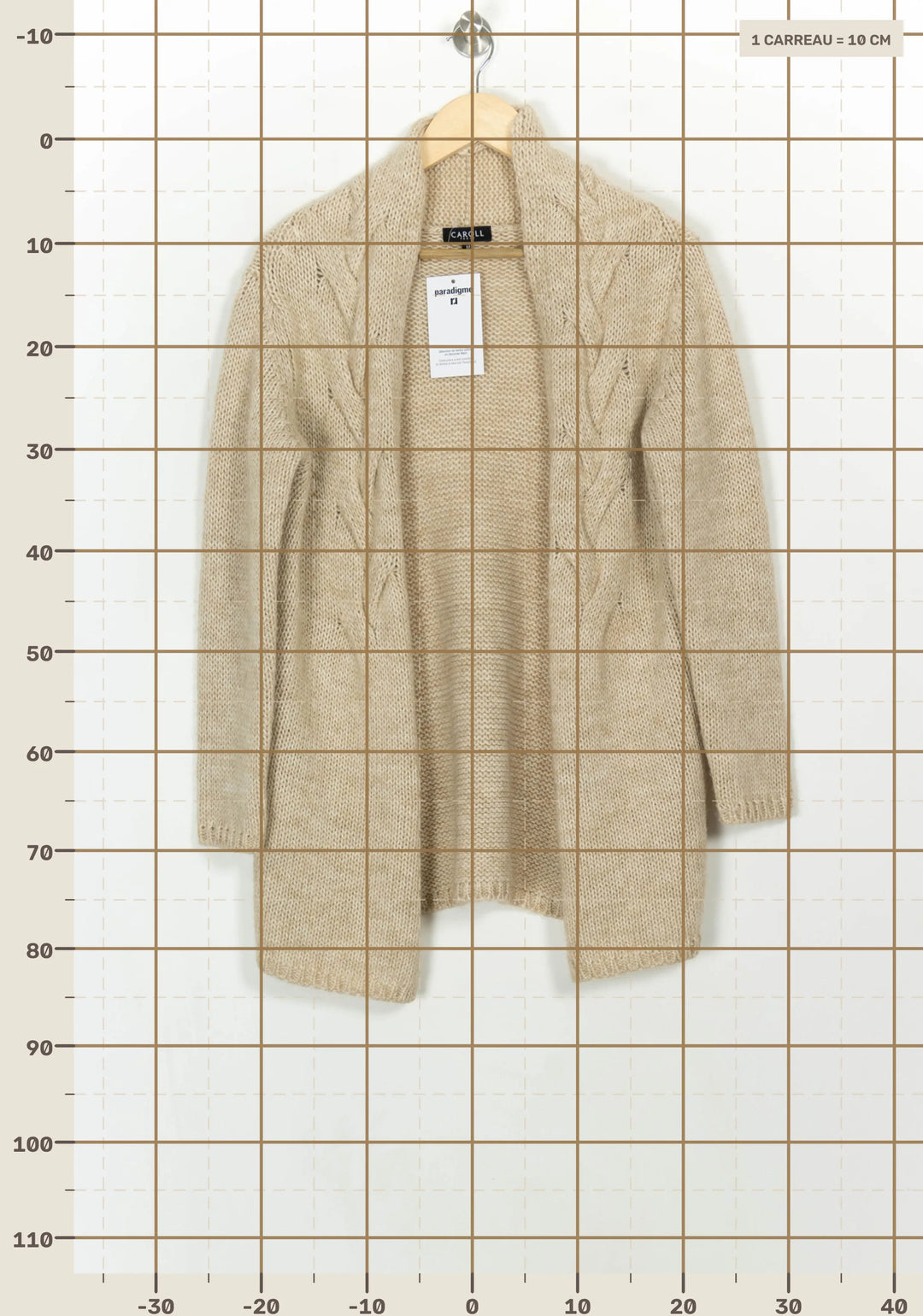 Cardigan Beige - Taille M/38 de la marque Caroll | PARAD117849 - Vendu par Paradigme - Image 4