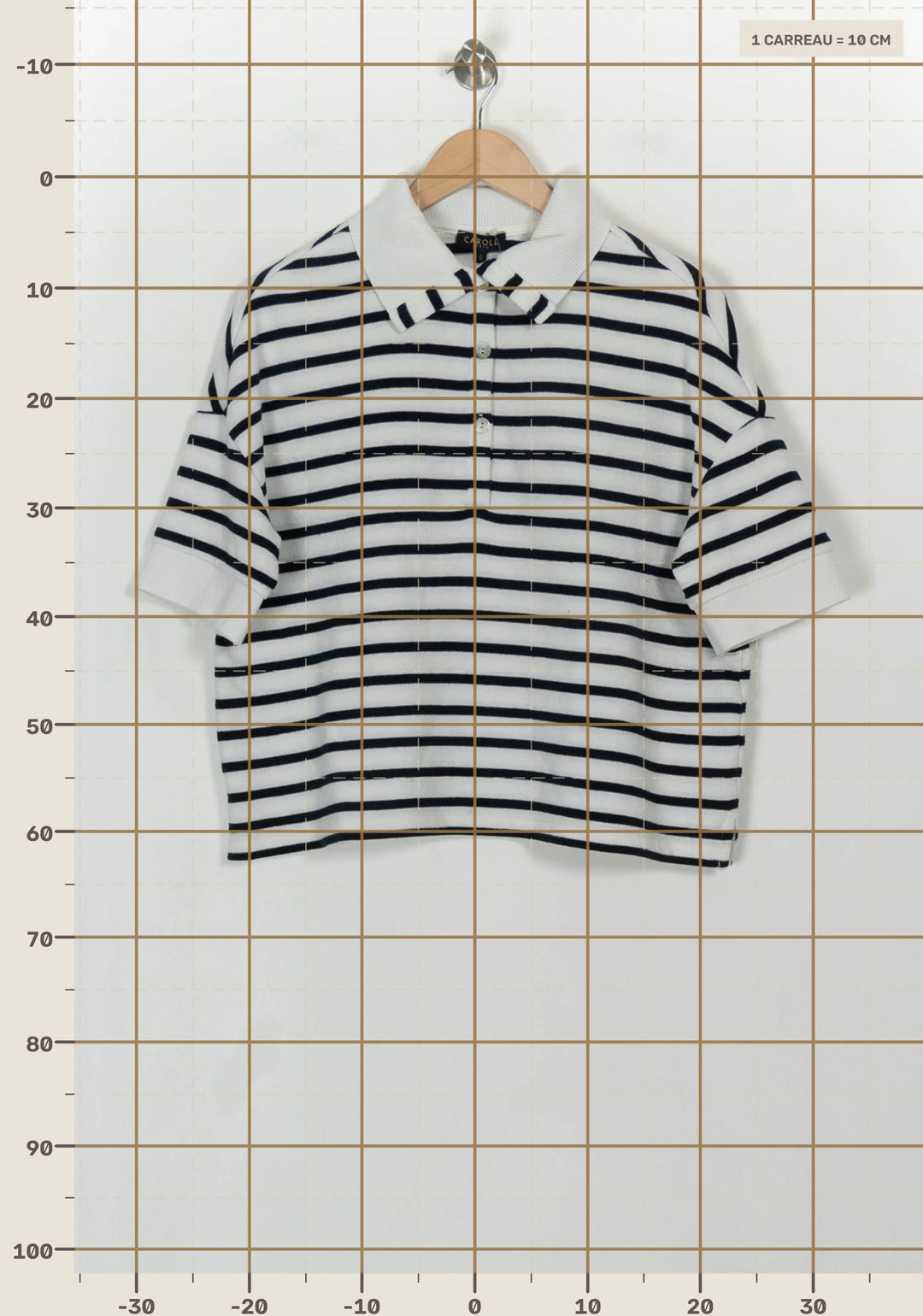 Polo Rayé Blanc et Noir - Taille S/36 de la marque Caroll | PARAD117860 - Vendu par Paradigme - Image 4
