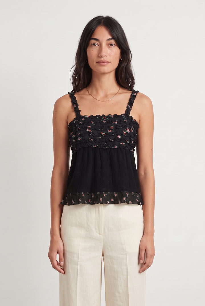 Top Noir à Fleurs - Taille S/36 de la marque Manoush | PARAD117881 - Vendu par Paradigme - Image 1