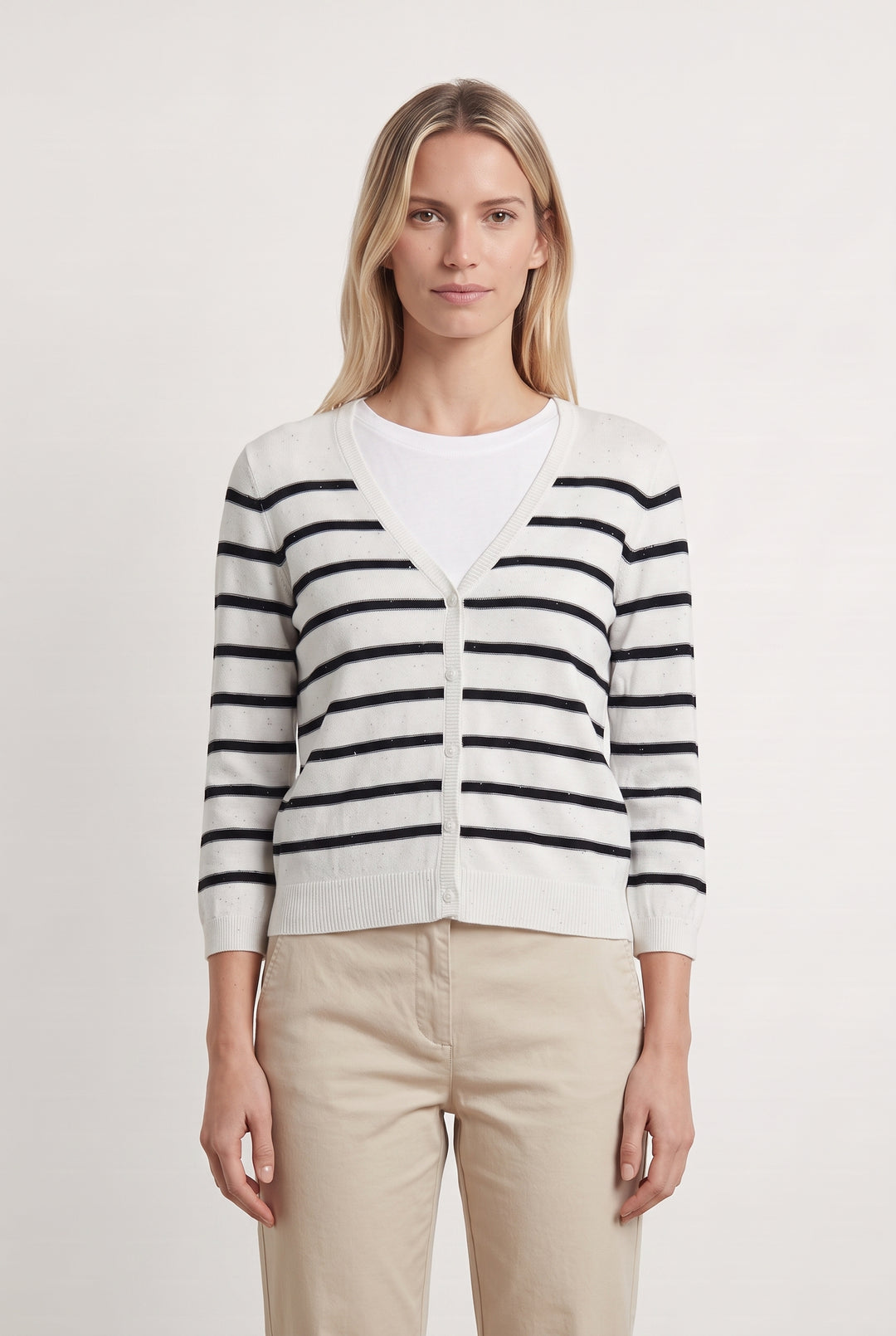 Cardigan Blanc et Noir - Taille S/36 de la marque Caroll | PARAD117883 - Vendu par Paradigme - Image 1