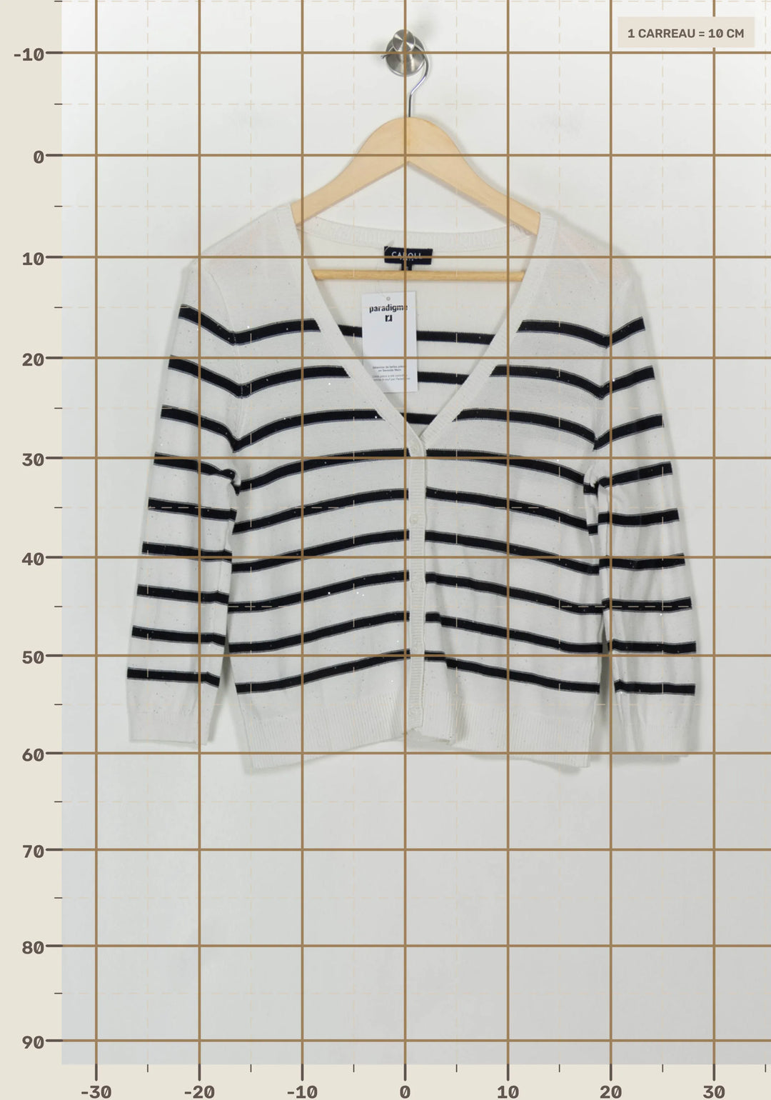 Cardigan Blanc et Noir - Taille S/36 de la marque Caroll | PARAD117883 - Vendu par Paradigme - Image 4