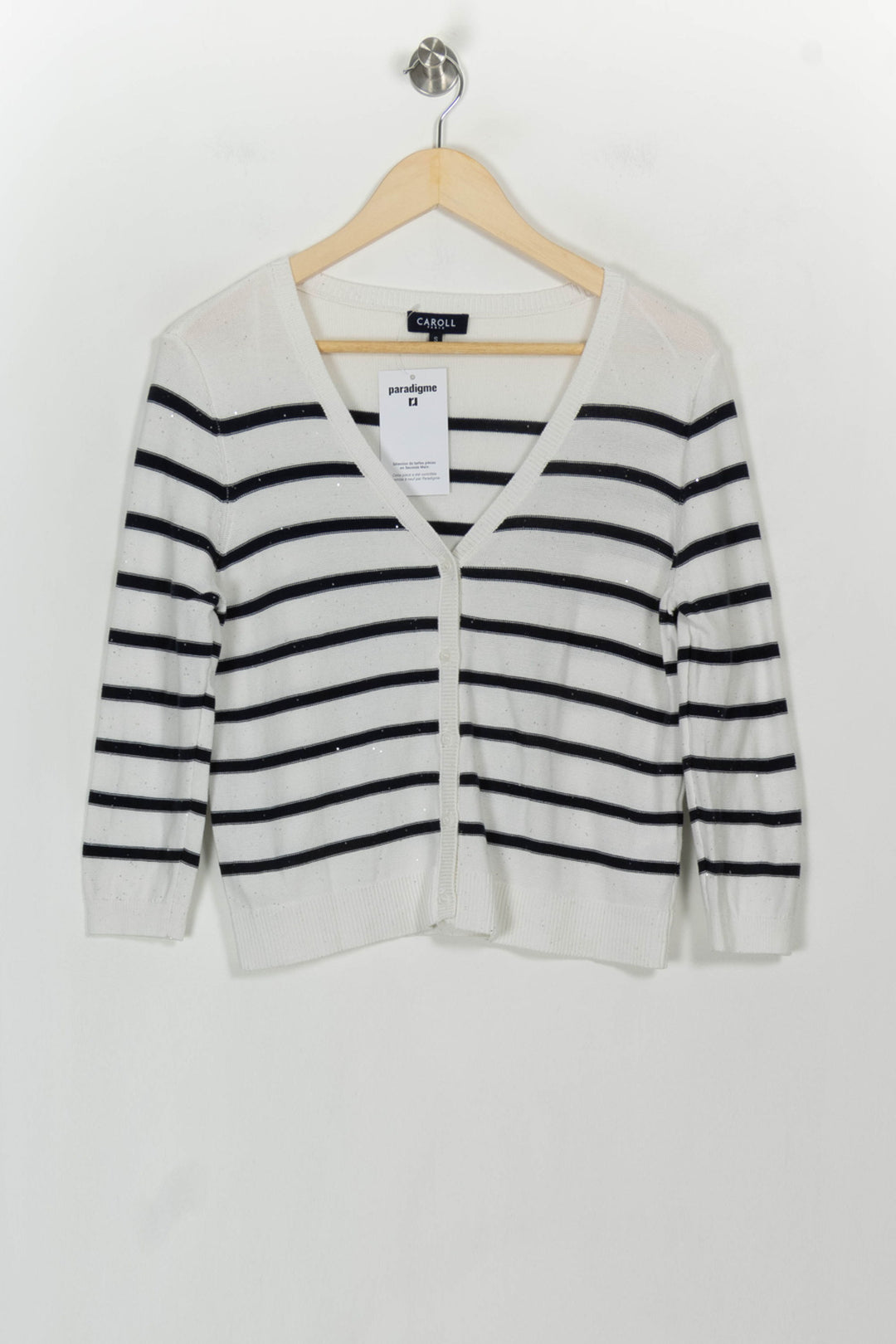Cardigan Blanc et Noir - Taille S/36 de la marque Caroll | PARAD117883 - Vendu par Paradigme - Image 2