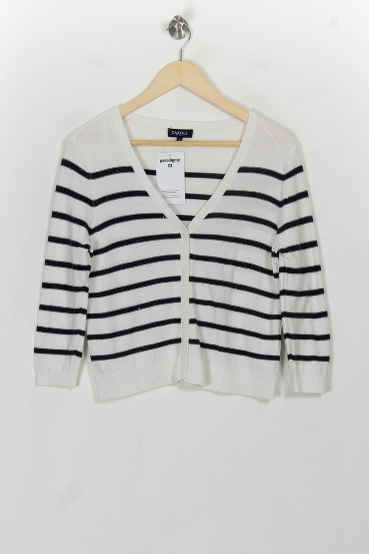 Cardigan Blanc et Noir - Taille S/36 de la marque Caroll | PARAD117883 - Vendu par Paradigme - Image 2