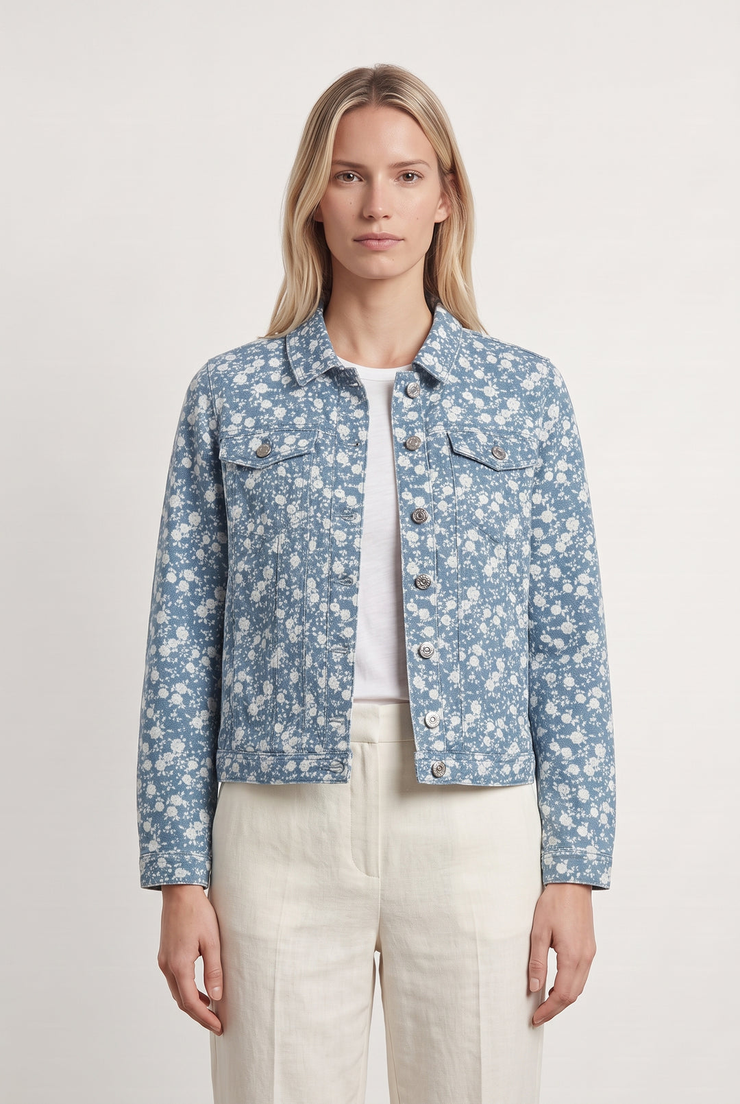 Veste en Jean Bleue et Blanche - Taille S/36 de la marque Sézane | PARAD117884 - Vendu par Paradigme - Image 1