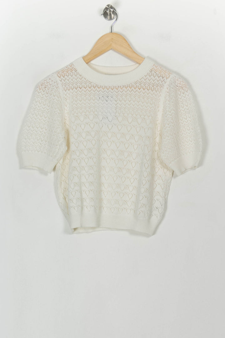 Pull Blanc - Taille S/36 de la marque La Fée Maraboutée | PARAD117888 - Vendu par Paradigme - Image 2