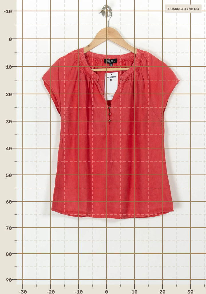 Blouse Rouge - Taille L/40 de la marque Caroll | PARAD117894 - Vendu par Paradigme - Image 4