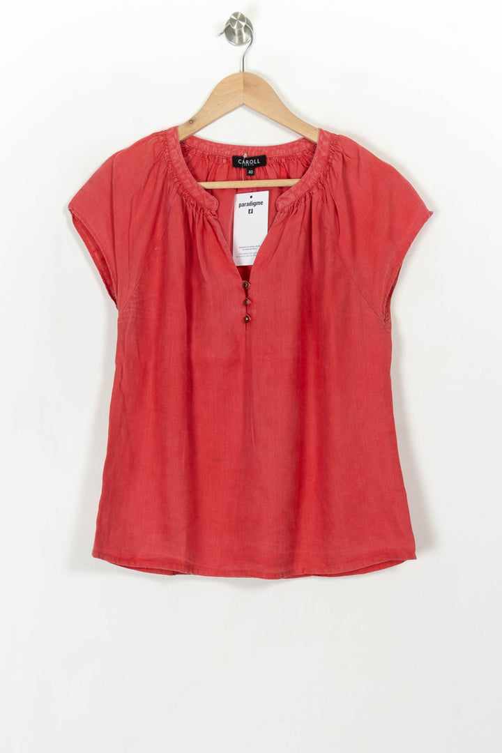 Blouse Rouge - Taille L/40 de la marque Caroll | PARAD117894 - Vendu par Paradigme - Image 2