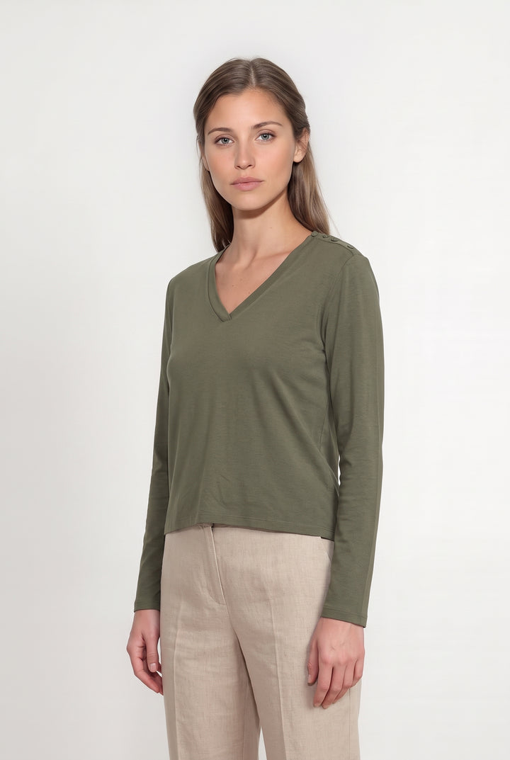 Tee-shirt manches longues Vert - Taille M/38 de la marque Caroll | PARAD117895 - Vendu par Paradigme - Image 1