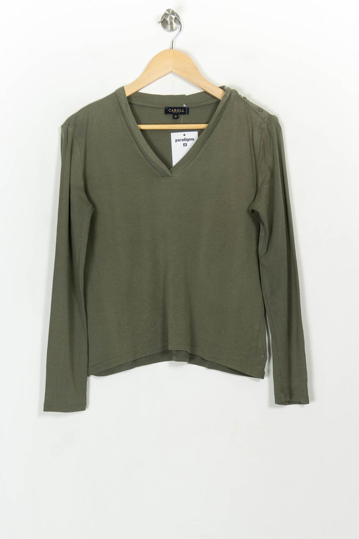Tee-shirt manches longues Vert - Taille M/38 de la marque Caroll | PARAD117895 - Vendu par Paradigme - Image 2