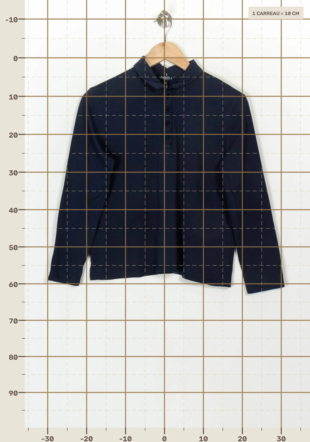 Polo Manches Longues Bleu - Taille M/38 de la marque Caroll | PARAD117896 - Vendu par Paradigme - Image 4
