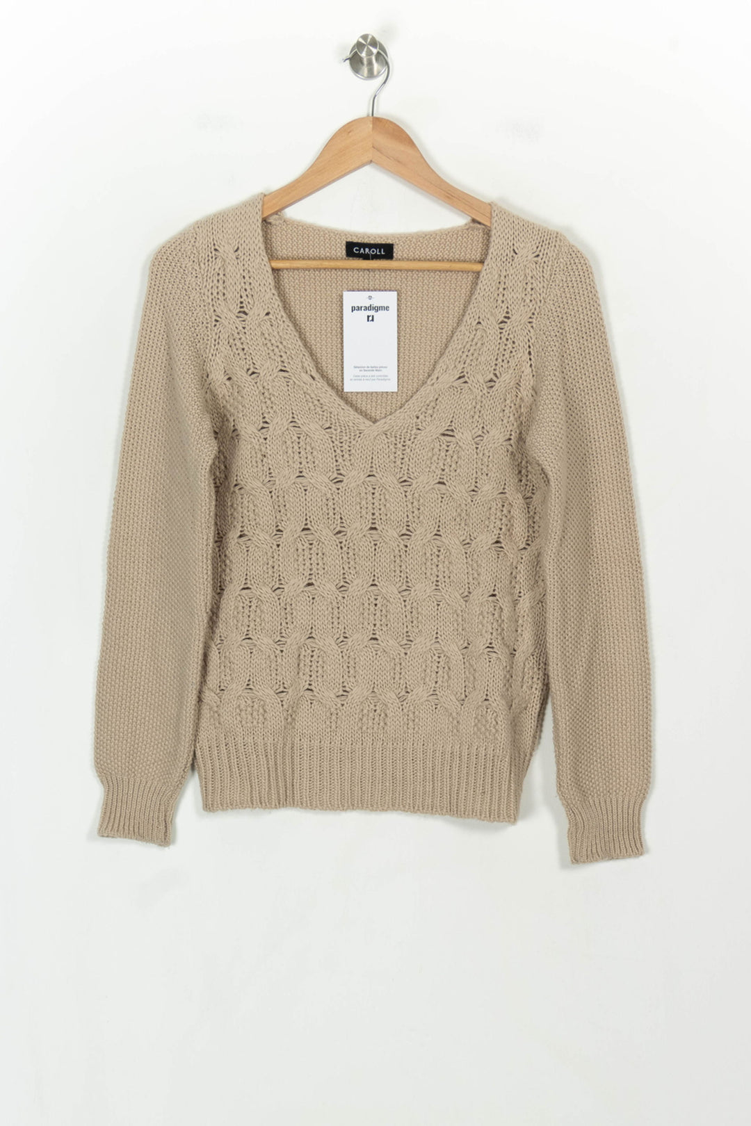 Pull Beige - Taille M/38 de la marque Caroll | PARAD117908 - Vendu par Paradigme - Image 2
