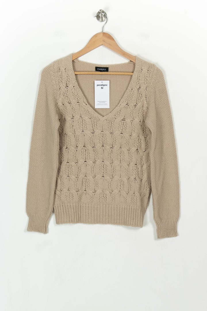 Pull Beige - Taille M/38 de la marque Caroll | PARAD117908 - Vendu par Paradigme - Image 2