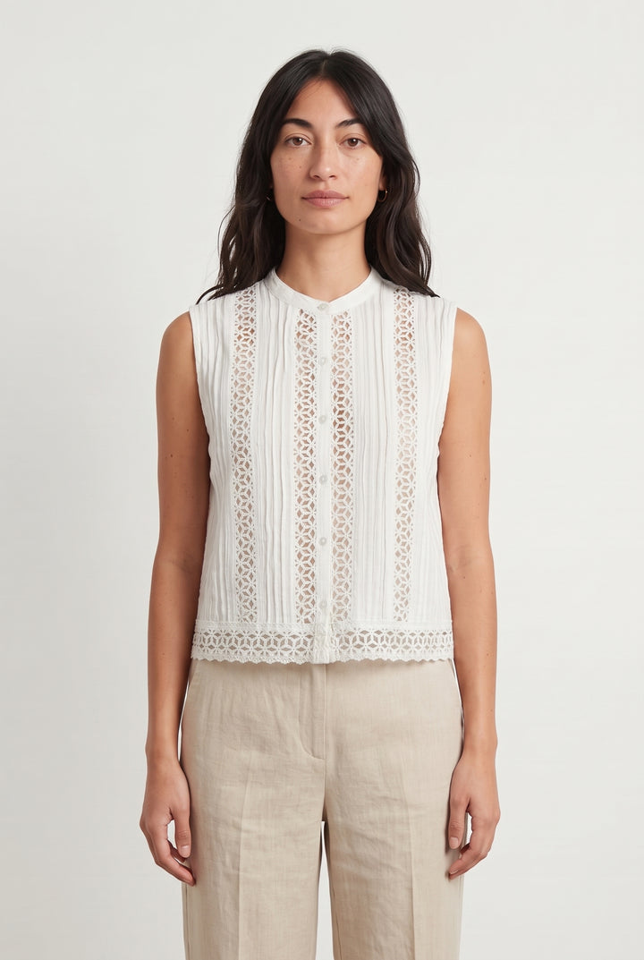 Blouse Sans Manches Blanche - Taille XS/34 de la marque Petite Mendigote | PARAD117917 - Vendu par Paradigme - Image 1