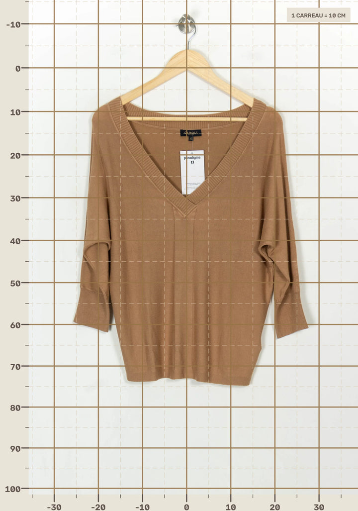 Pull Marron - Taille XS/34 de la marque Caroll | PARAD117919 - Vendu par Paradigme - Image 4